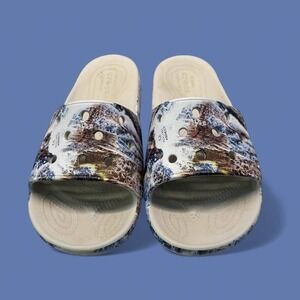 Adult Unisex Crocs Realtree‎ Aspect Blue/Brown/White Camo Slides-M8/W10